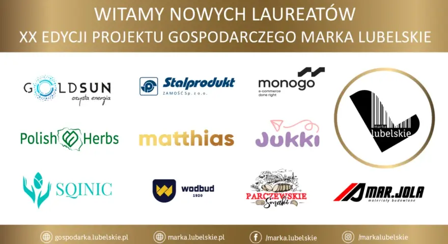 Logotypy laureatów XX edycji projektu gospodarczego Marka Lubelskie.